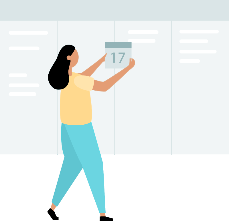 An illustration of a girl with her calendar